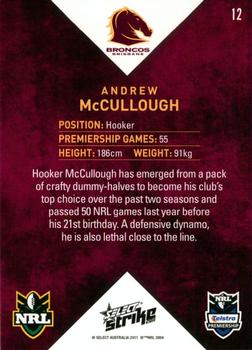 2011 NRL Strike #012 Andrew McCullough Back